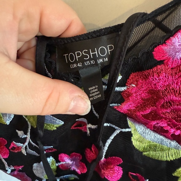 Topshop Black Bodysuit with Floral Embroidery - Picture 5 of 5